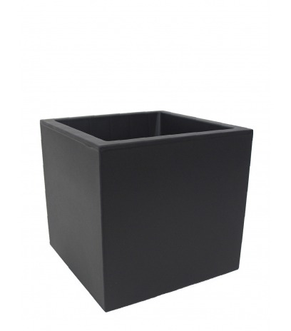Bac à fleurs noir à roulettes