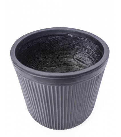 Pot de fleur anthracite côtelé