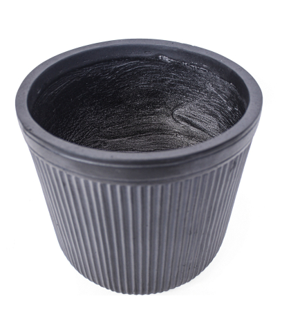 Pot de fleur anthracite côtelé