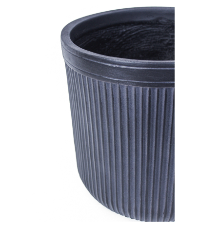 Pot de fleur anthracite côtelé
