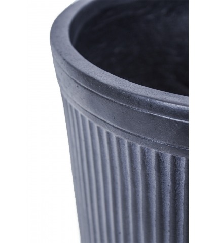 Pot de fleur anthracite côtelé
