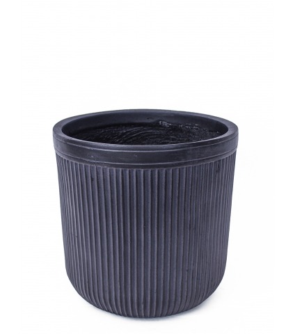 Pot de fleur anthracite côtelé