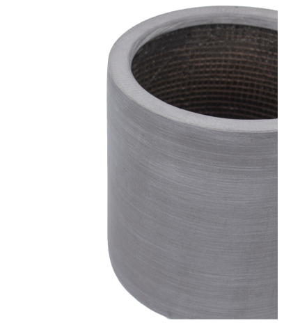 Pot rond gris en fibre