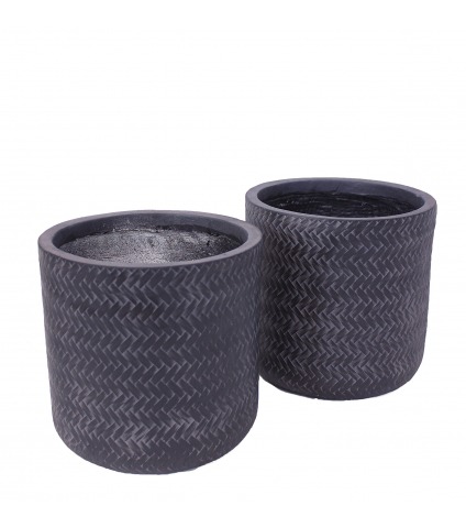 Pot rond tressé gris