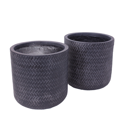 Pot rond tressé gris