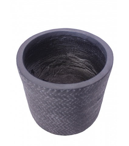 Pot rond tressé gris