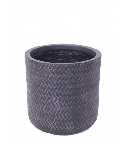 Pot rond tressé gris