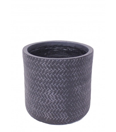 Pot rond tressé gris