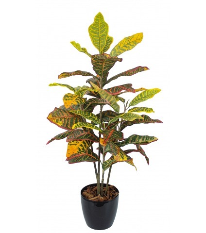 Grand croton artificiel en pot