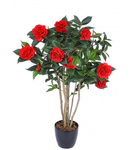 Petit camélia rouge artificiel