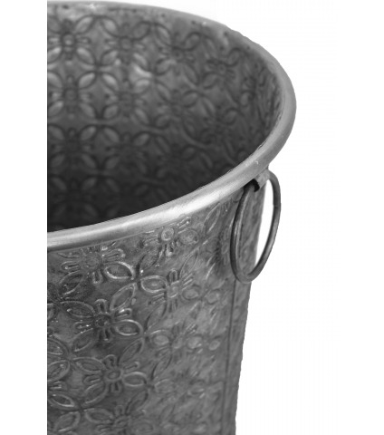 Grand pot zinc motif floral