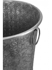 Grand pot zinc motif floral