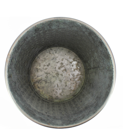 Grand pot zinc motif floral
