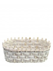 Jardinière blanche en bois tressé