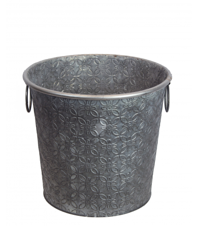 Grand pot zinc motif floral