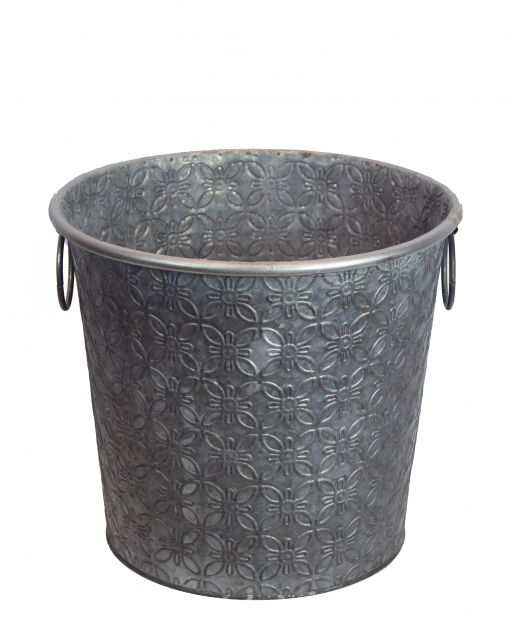 Grand pot zinc motif floral