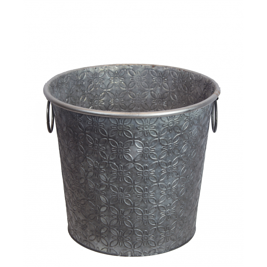 Grand pot zinc motif floral