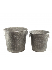 Grand pot zinc motif floral