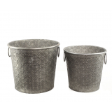 Grand pot zinc motif floral