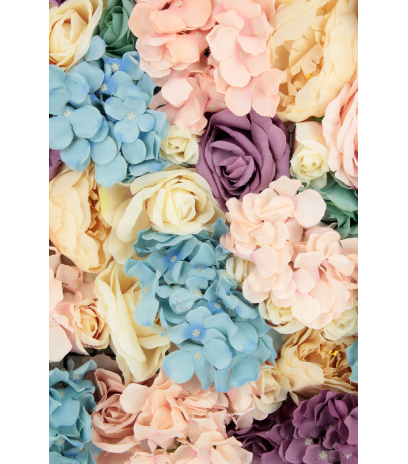 Mur floral artificiel pastel