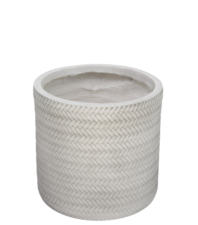 Pot rond tressé blanc