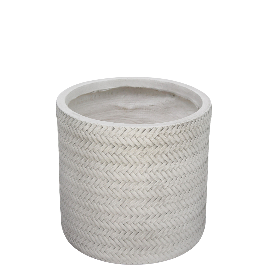 Pot rond tressé blanc