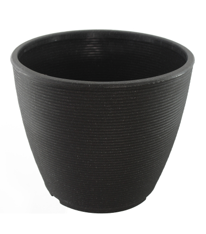 Grand pot rond strié anthracite