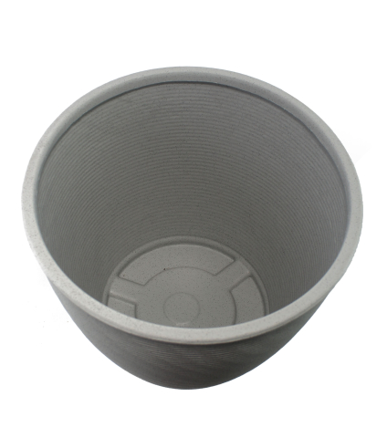 Grand pot rond strié gris