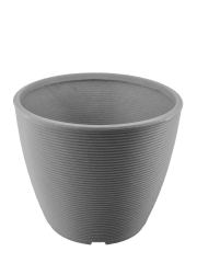 Grand pot rond strié gris