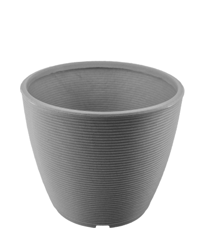 Grand pot rond strié gris
