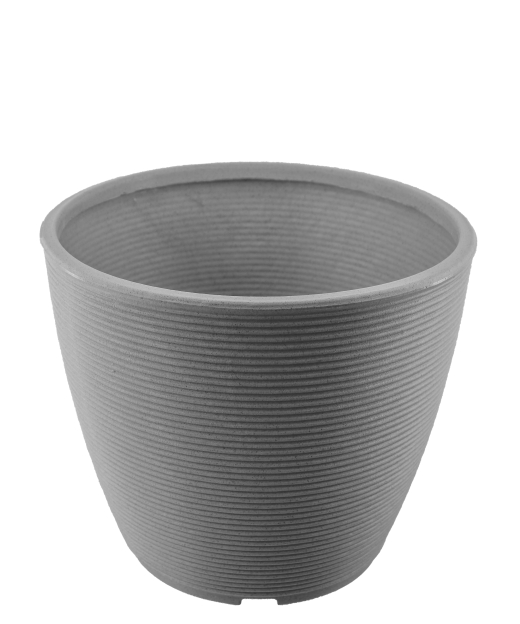 Grand pot rond strié gris