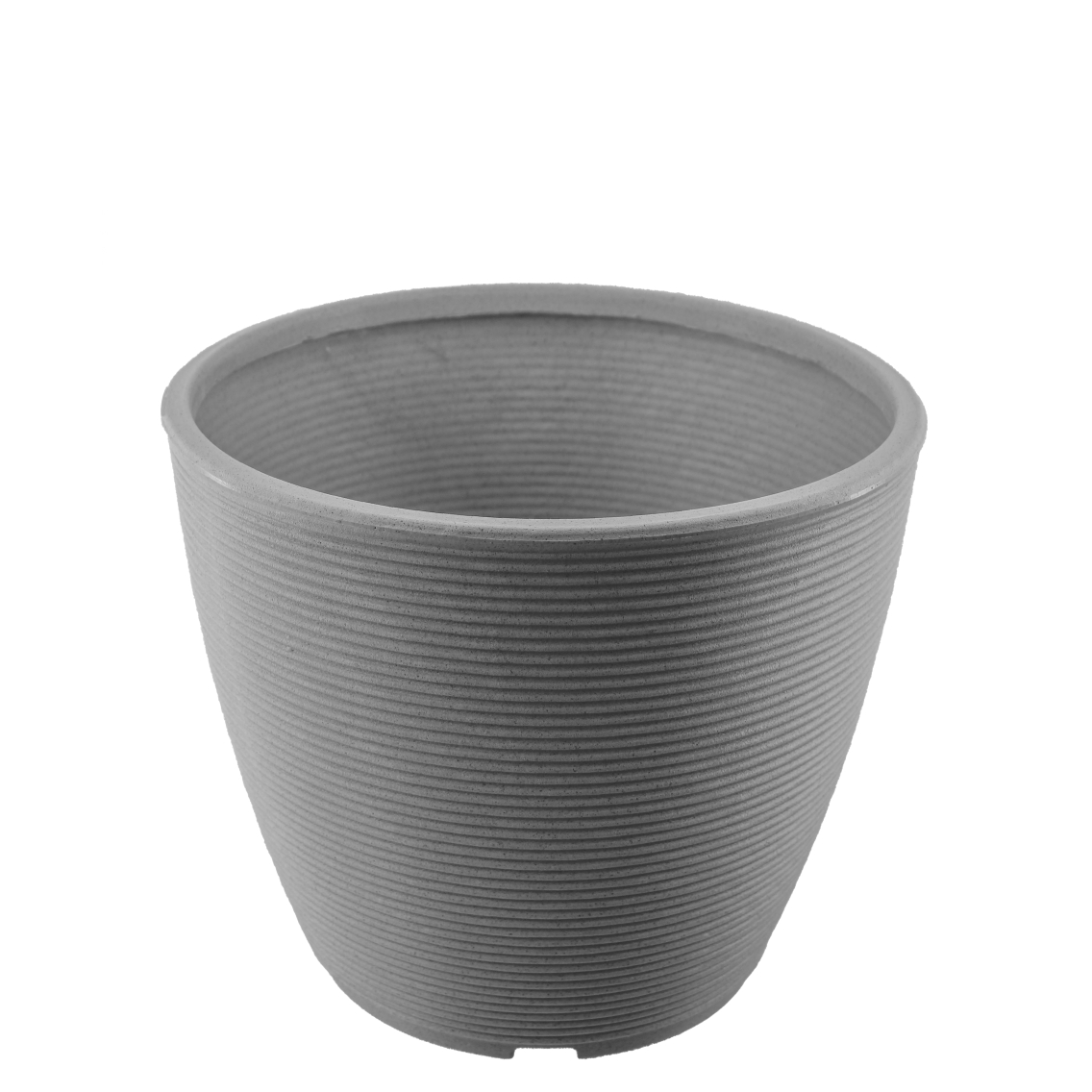 Grand pot rond strié gris