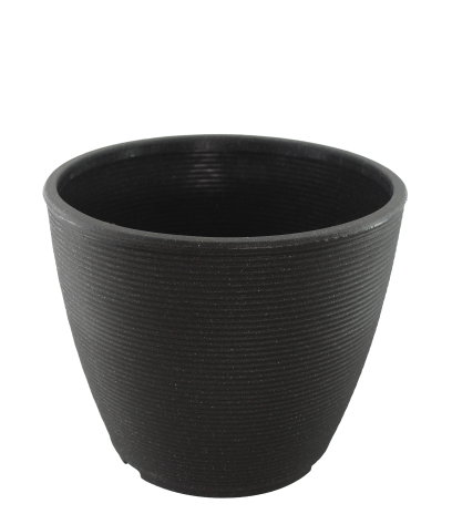 Grand pot rond strié anthracite