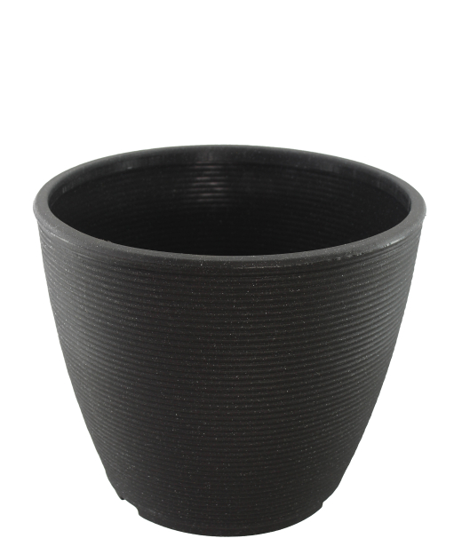 Grand pot rond strié anthracite