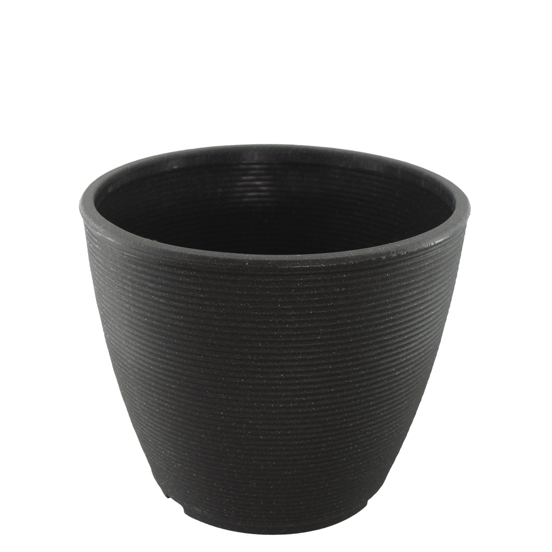 Grand pot rond strié anthracite