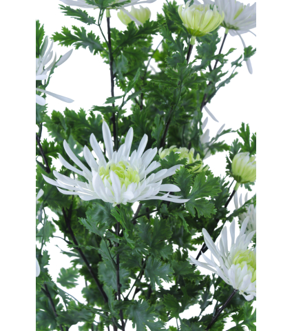 Grand chrysanthème en pot artificiel blanc