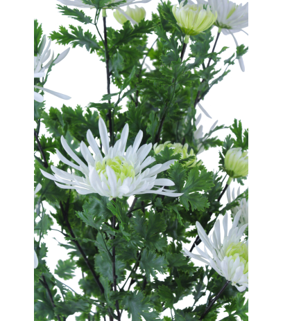 Grand chrysanthème en pot artificiel blanc