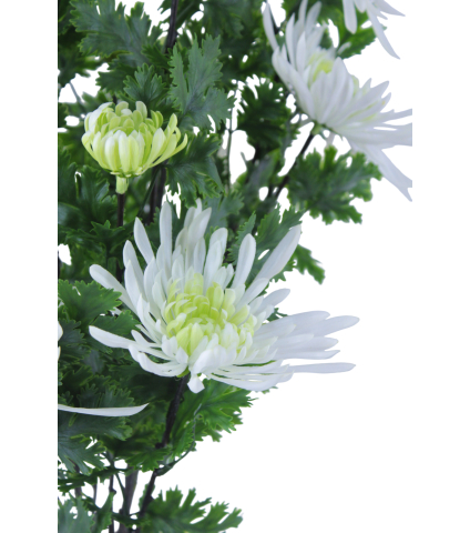 Grand chrysanthème en pot artificiel blanc