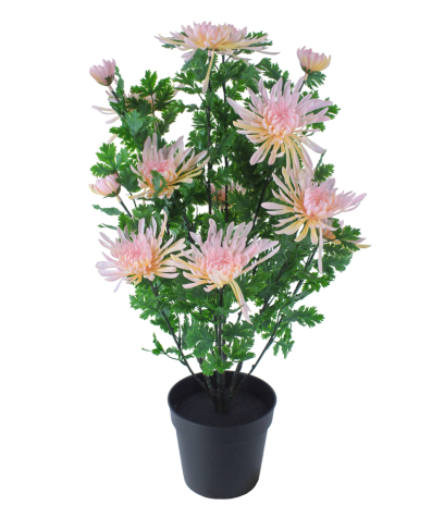 Grand chrysanthème en pot artificiel rose