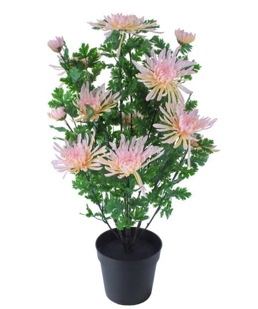 Grand chrysanthème en pot artificiel rose