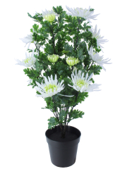 Grand chrysanthème en pot artificiel blanc