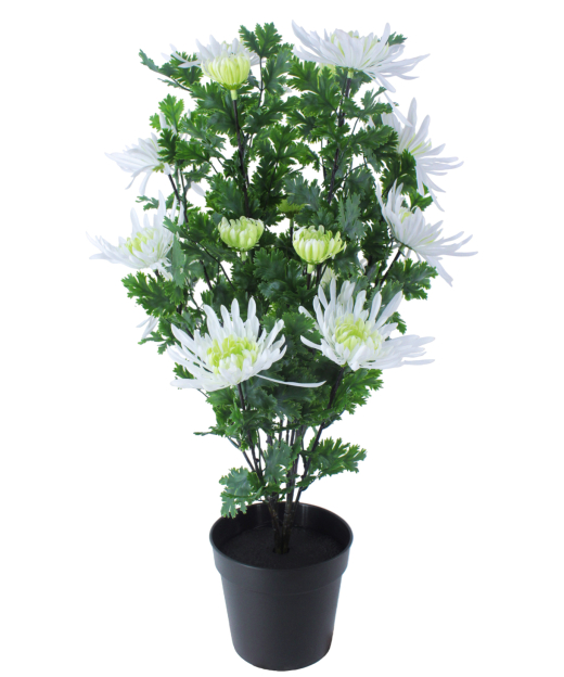 Grand chrysanthème en pot artificiel blanc