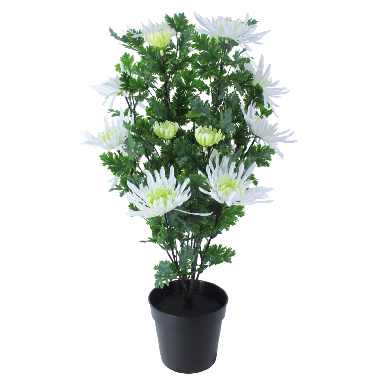 Grand chrysanthème en pot artificiel blanc