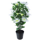 Grand chrysanthème en pot artificiel blanc
