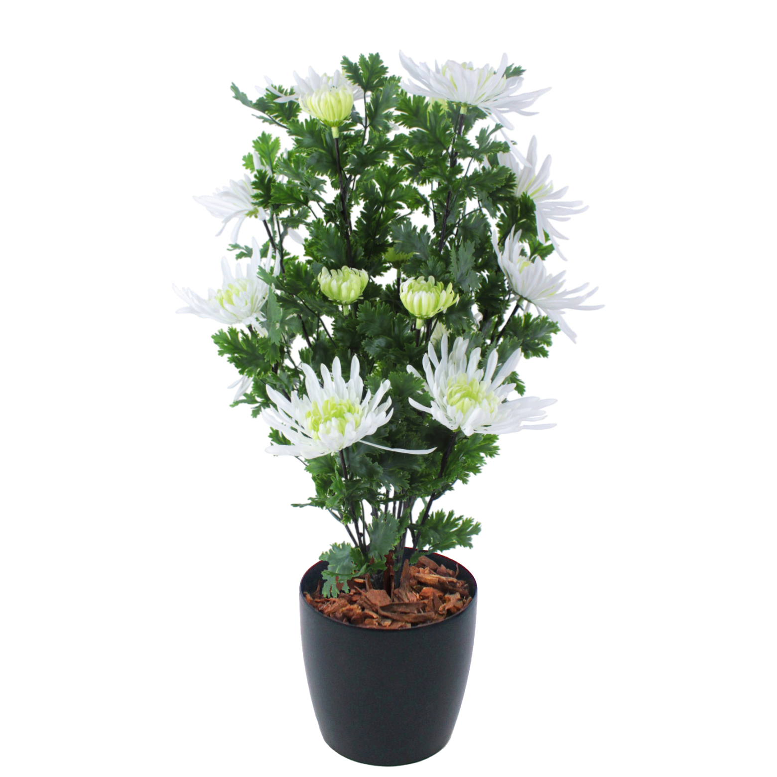 Grand chrysanthème en pot artificiel blanc