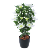 Grand chrysanthème en pot artificiel blanc