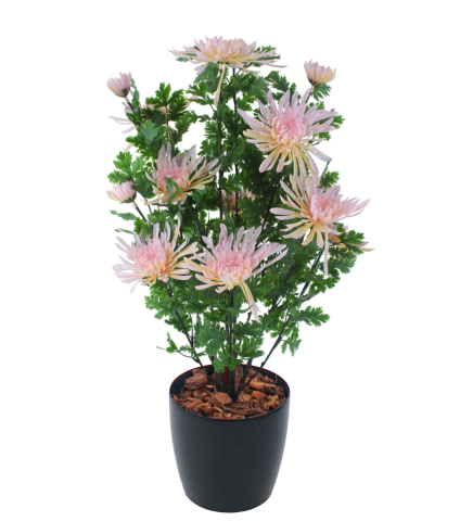 Grand chrysanthème en pot artificiel rose