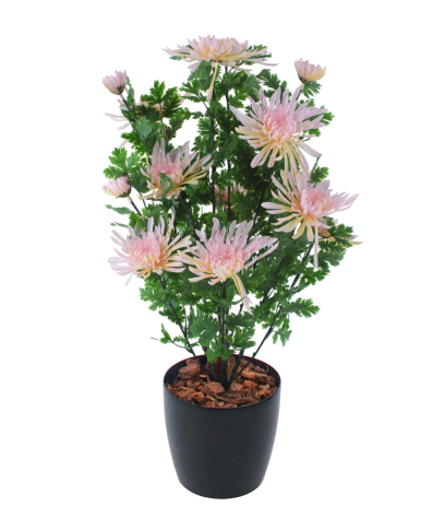 Grand chrysanthème en pot artificiel rose