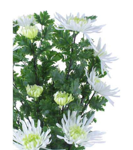 Grand chrysanthème en pot artificiel blanc