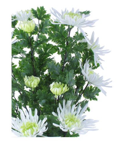 Grand chrysanthème en pot artificiel blanc
